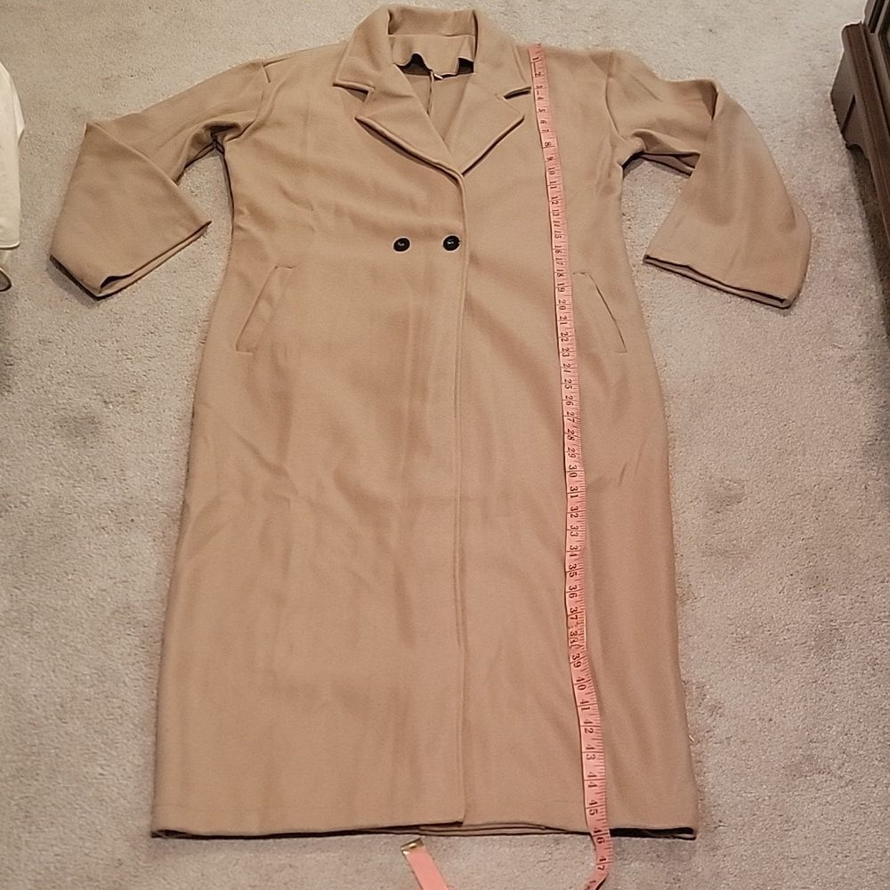 Women’s Camel Long Double-Breasted Coat - Brand - Picture 6 of 8
